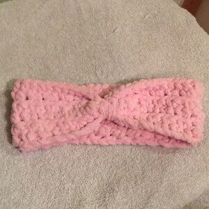 Pink handmade crocheted headband ear warmer